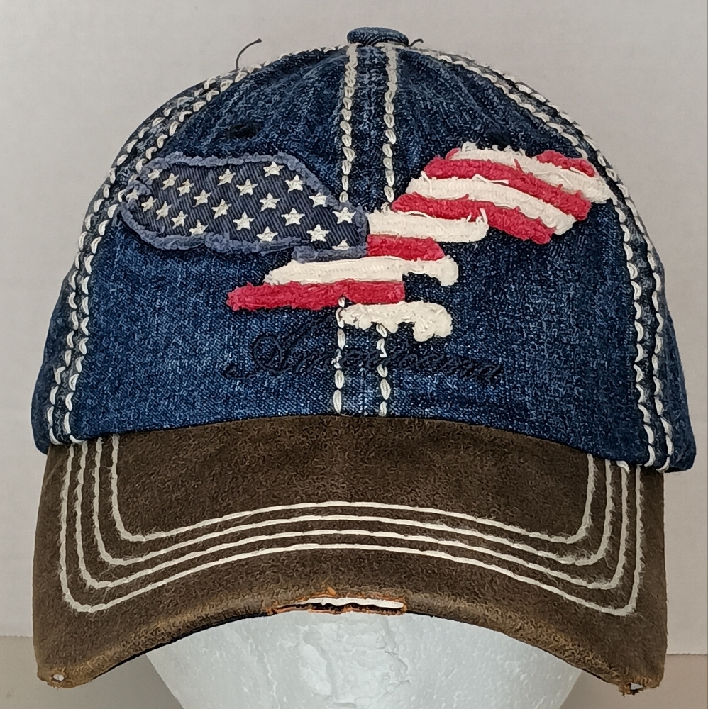 American Eagle United States Cap Hat Distressed Womens Strapback Adjustable OSFA